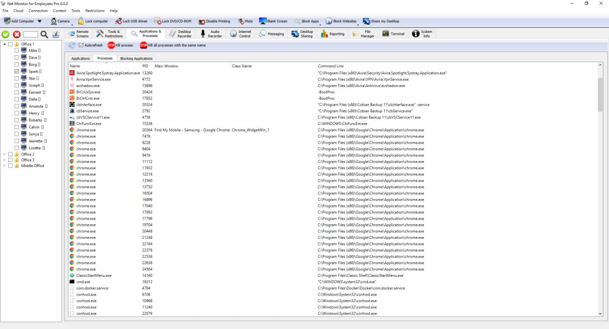ดูกระบวนการบนคอมพิวเตอร์ของพนักงาน